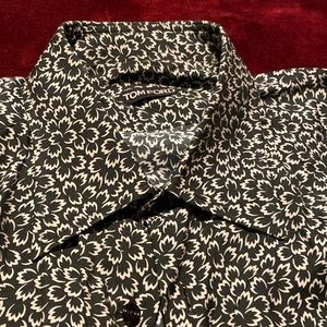 Tom Ford Black and White Floral Dress Shirt